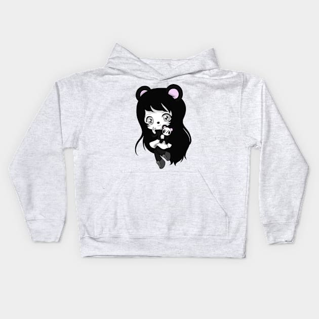 panda girl chibi Kids Hoodie by LillyTheChibi